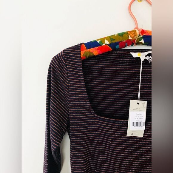 Boden | new with tags | Metallic Stripe Top | copper and navy - Picture 4 of 7